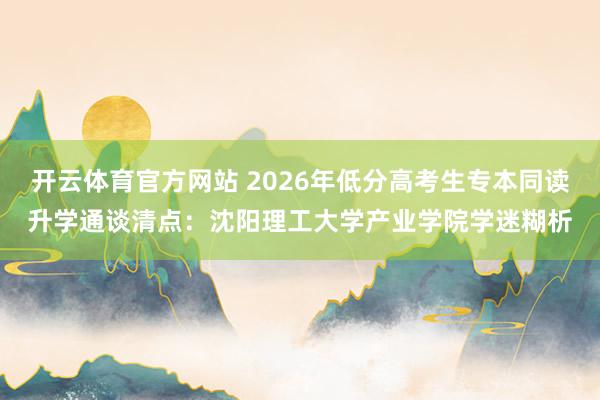 开云体育官方网站 2026年低分高考生专本同读升学通谈清点：沈阳理工大学产业学院学迷糊析