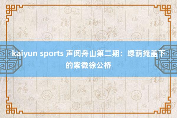 kaiyun sports 声阅舟山第二期：绿荫掩盖下的紫微徐公桥