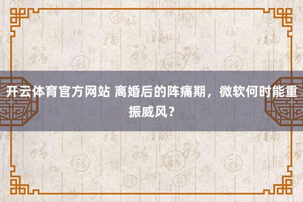 开云体育官方网站 离婚后的阵痛期，微软何时能重振威风？